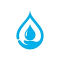Hand water drop logo design template Royalty Free Stock Photo