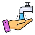 Hand with water tap showing concept of wudhu vector, easy to use icon