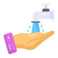 Hand with water tap showing concept of wudhu vector, easy to use icon