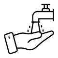 Hand with water tap showing concept of wudhu vector, easy to use icon