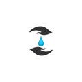 Hand with water vector design element, save water concept