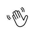 Hand wave waving hi, hello, bye or goodbye gesture line art vector icon for apps and websites