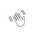 Hand wave waving hi or hello gesture line art vector icon for apps