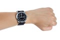 A hand wearing a black wrist watch Royalty Free Stock Photo