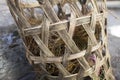 Basket locally vied from coconut leaves used to store fruits Royalty Free Stock Photo