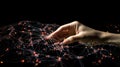 Hand in web of dynamic network design Royalty Free Stock Photo