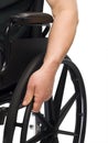 Hand on wheel chair