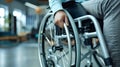The Hand on Wheelchair Wheel.AI generated image Royalty Free Stock Photo