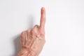 Hand on a white background index finger pointing up with the back side forward Royalty Free Stock Photo