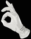 The hand white glove okay Royalty Free Stock Photo