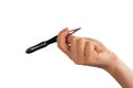 Hand whith black pen Royalty Free Stock Photo