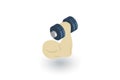 Hand whith dumbbell, biceps muscles, sport power isometric flat icon. 3d vector