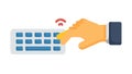 Hand on Wireless Keyboard, Connectivity and Communication, vector design Generative AI Royalty Free Stock Photo