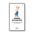 hand woman author pen vector