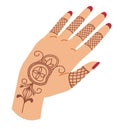 Hand of woman with henna drawing design vector Royalty Free Stock Photo