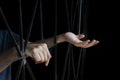 Hand of woman holding cage, abuse, human trafficking concept