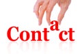 Hand and word contact isolated Royalty Free Stock Photo