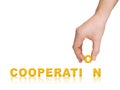 Hand and word Cooperation Royalty Free Stock Photo