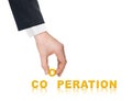Hand and word Cooperation Royalty Free Stock Photo