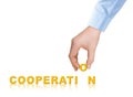 Hand and word Cooperation Royalty Free Stock Photo