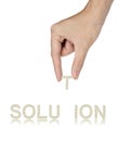 Hand and word Solution, business concept Royalty Free Stock Photo