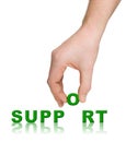 Hand and word Support Royalty Free Stock Photo