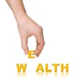 Hand and word Wealth Royalty Free Stock Photo