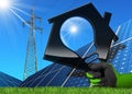 Solar Energy - House with a Light Bulb Royalty Free Stock Photo