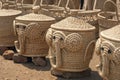 Hand woven baskets with an elephant design