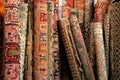 Hand woven morrocan carpets displayed in a marketplace Royalty Free Stock Photo