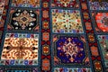 Hand woven morrocan carpets displayed in a marketplace Royalty Free Stock Photo