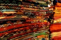 Hand woven morrocan carpets displayed in a marketplace Royalty Free Stock Photo