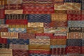 Hand woven morrocan carpets displayed in a marketplace Royalty Free Stock Photo