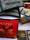 Hand-woven rugs and pillows colorful Royalty Free Stock Photo