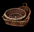 Hand woven wicker baskets Royalty Free Stock Photo