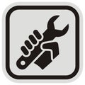 Hand with wrench,ontage, vector icon