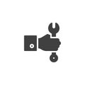 Hand with wrench vector icon