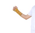 Hand with a wrist brace, orthopedic equipment, insurance concept Royalty Free Stock Photo