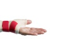 Hand with wrist and thumb splint Royalty Free Stock Photo