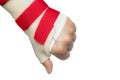 Hand with wrist and thumb splint Royalty Free Stock Photo