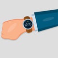 Hand with wrist watch isolated for on time concept vector illustration Royalty Free Stock Photo