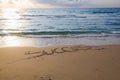 hand write success message on sand beach Royalty Free Stock Photo