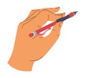 Hand of writer or artist with pencil or pen vector Royalty Free Stock Photo