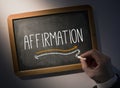 Hand writing Affirmation on chalkboard Royalty Free Stock Photo