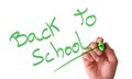 Hand writing in the air back to school with marker Royalty Free Stock Photo