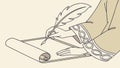 Hand writing on ancient scroll with quill pen, historical document. vector design Generative AI Royalty Free Stock Photo