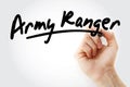 Hand writing Army ranger with marker Royalty Free Stock Photo