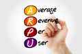 ARPU - Average Revenue Per User with marker, acronym concept background