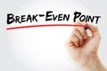 Hand writing Break-Even Point with marker, business concept Royalty Free Stock Photo