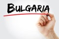 Hand writing Bulgaria with marker, concept background